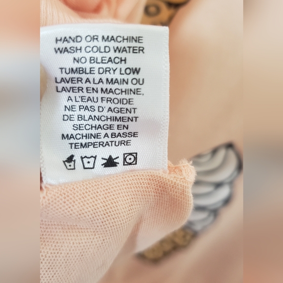 Wildfox Ice Cream Cone Peach Long Sleeves Top Novalty Print Sz Medium 100 Cotton - Picture 7 of 10